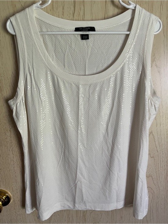 St. John Tops - Beautiful St. John Caviar Women's White Sequin Top Sz. XL